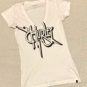 White Hurley V-neck tee